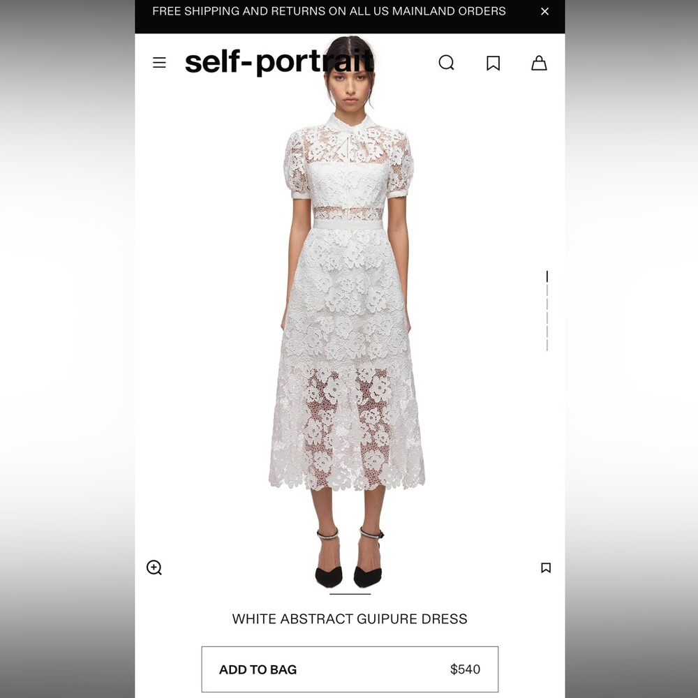 NWT Self Portrait White Abstract Guipure Dress